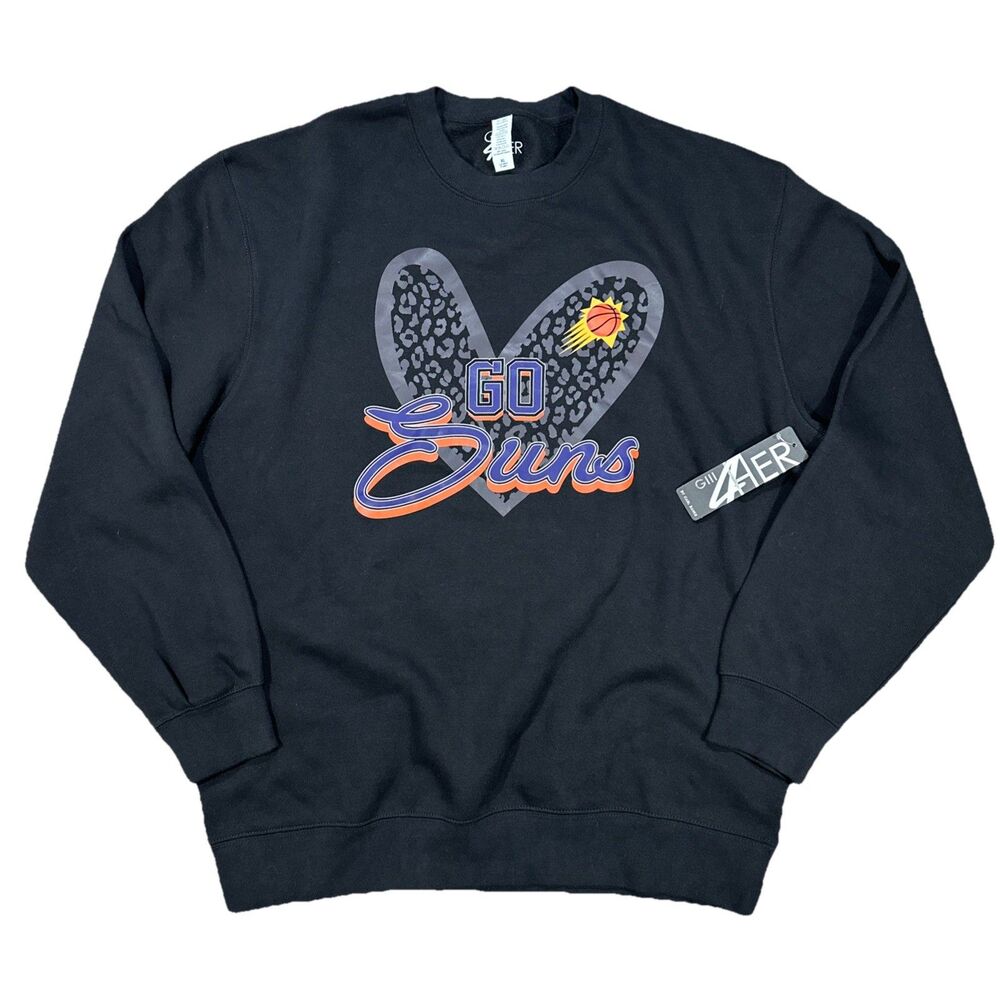 NWT GIII 4 Her Phoenix Suns Sweatshirt Black NBA Basketball Heart Womens Size XL